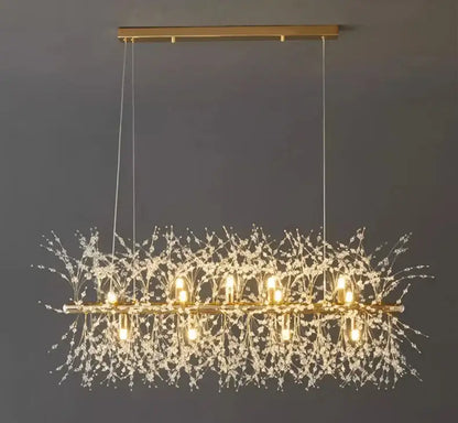 Modern gold branch led pendant – living room crystal chandelier