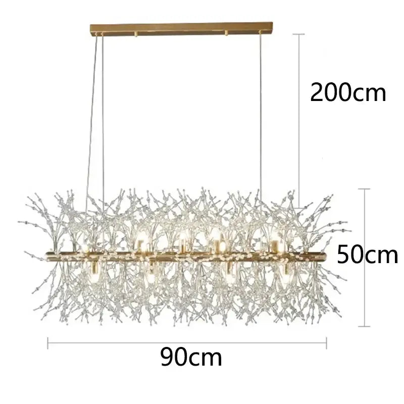 Modern gold branch led pendant – living room crystal chandelier