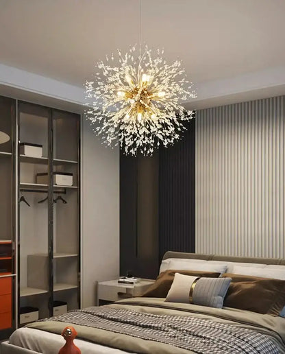 Modern gold branch led pendant – living room crystal chandelier