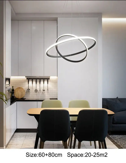 Modern black spiral led pendant lamp warm white dining room
