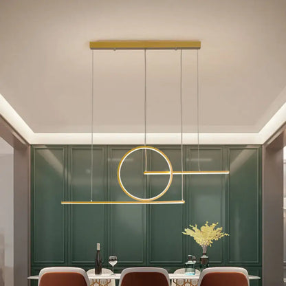 Modern black & gold led pendant light dining room warm white light