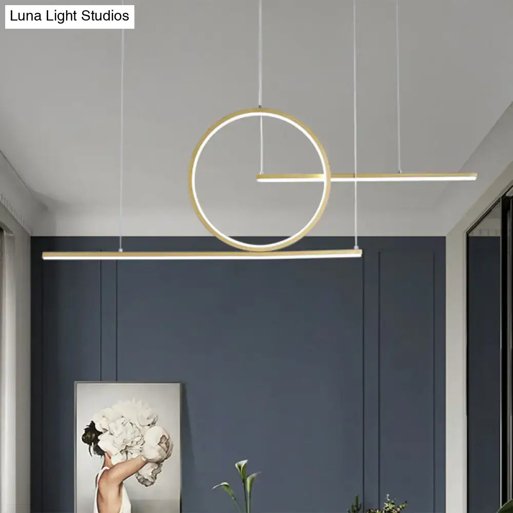 Modern black & gold led pendant light dining room warm white light