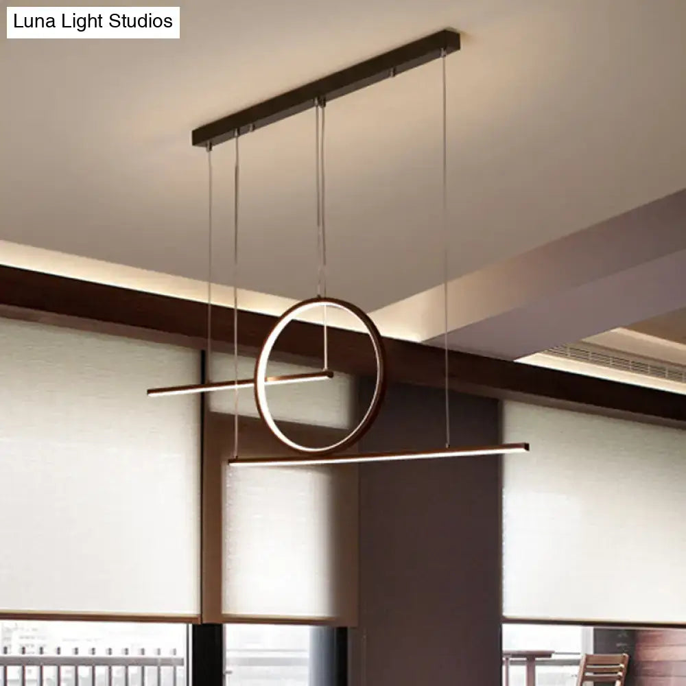 Modern black & gold led pendant light dining room warm white light