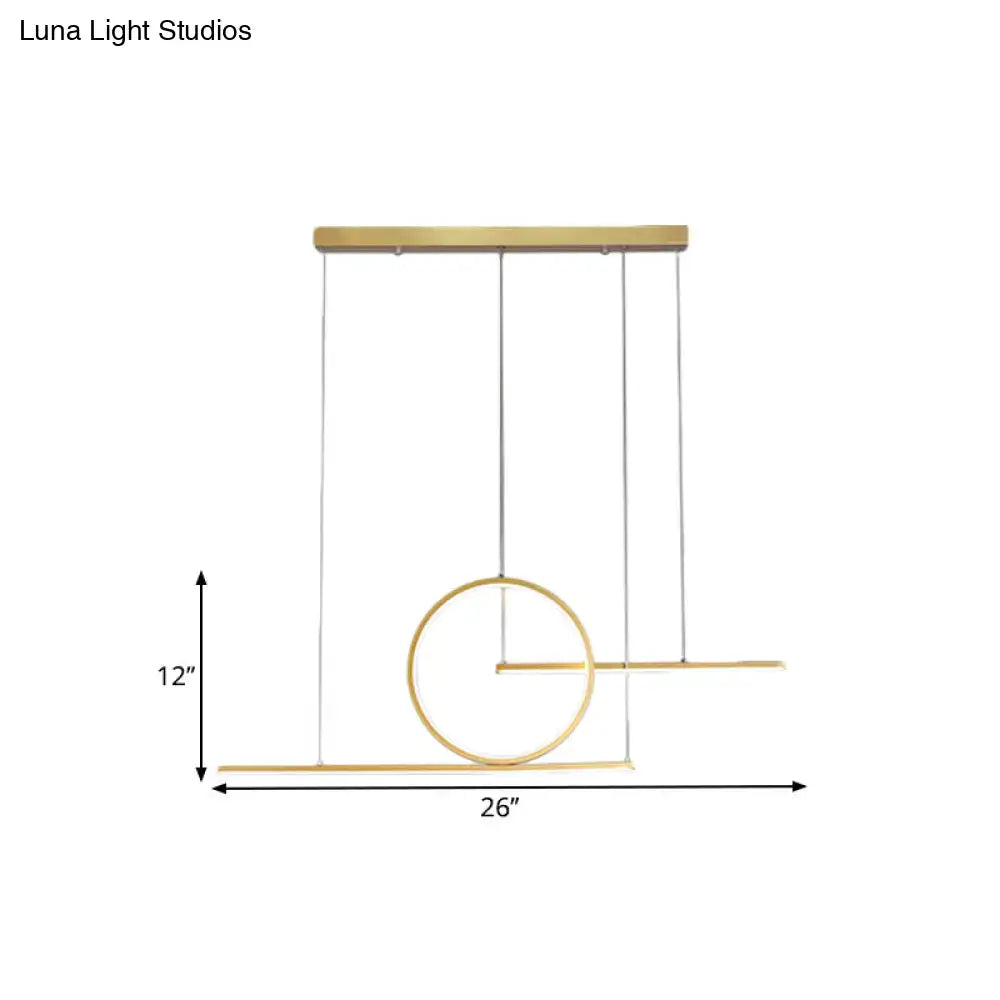 Modern black & gold led pendant light dining room warm white light