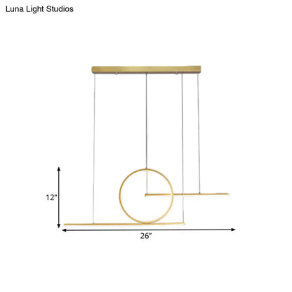 Modern black & gold led pendant light dining room warm white light