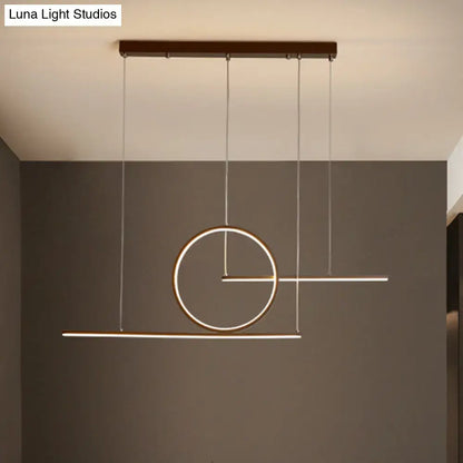 Modern black & gold led pendant light dining room warm white light