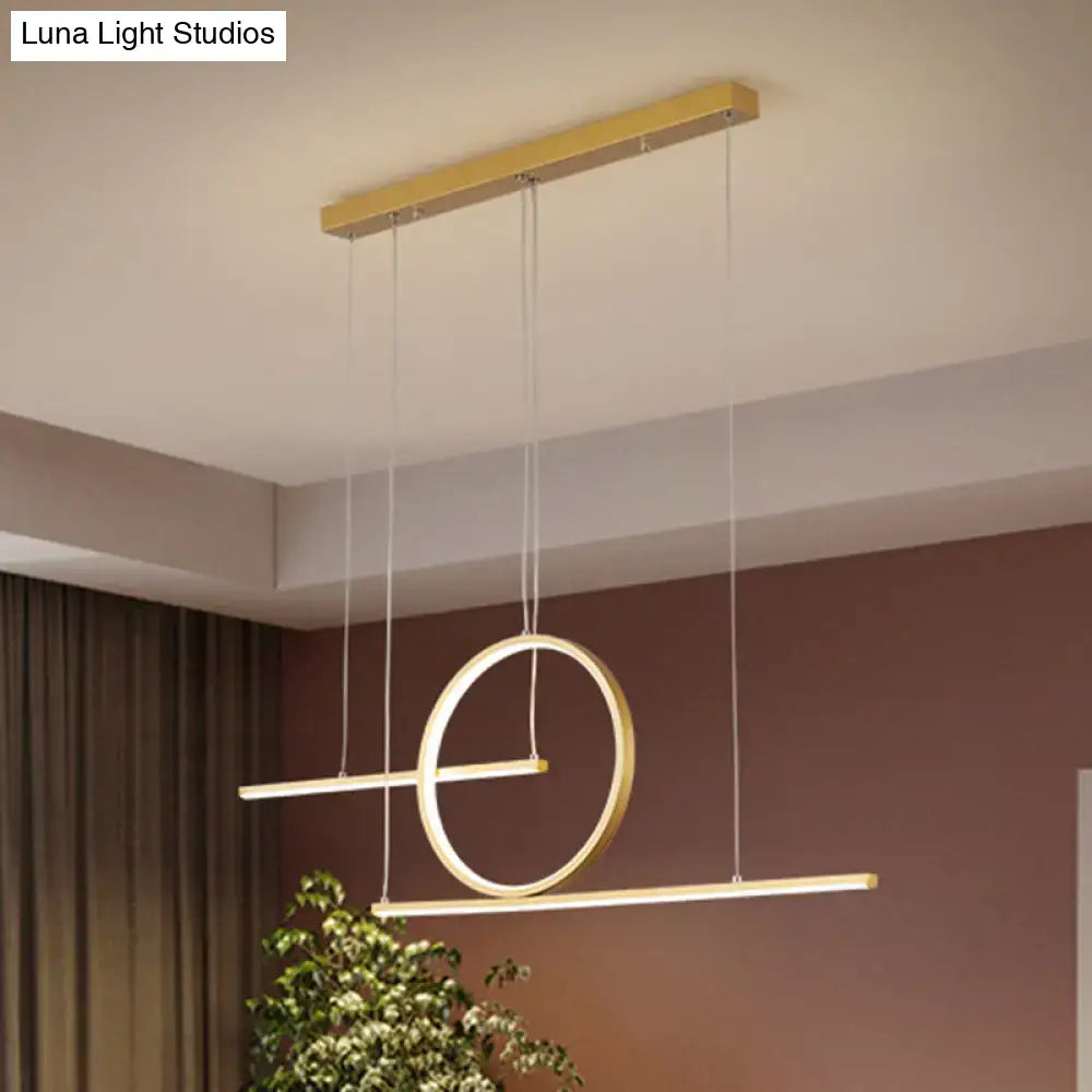Modern black & gold led pendant light dining room warm white light