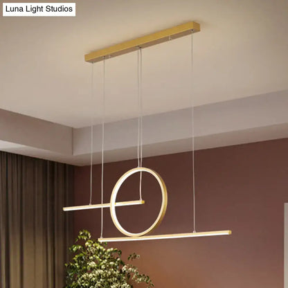 Modern black & gold led pendant light dining room warm white light