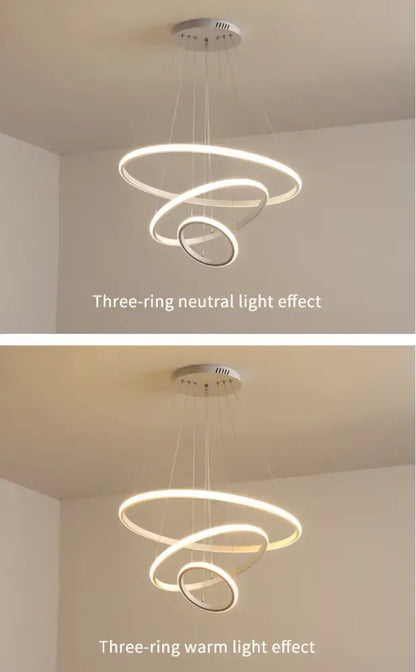 Modern gold spiral led pendant lamp dining room warm white