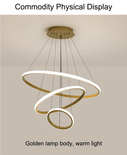 Modern gold spiral led pendant lamp dining room warm white
