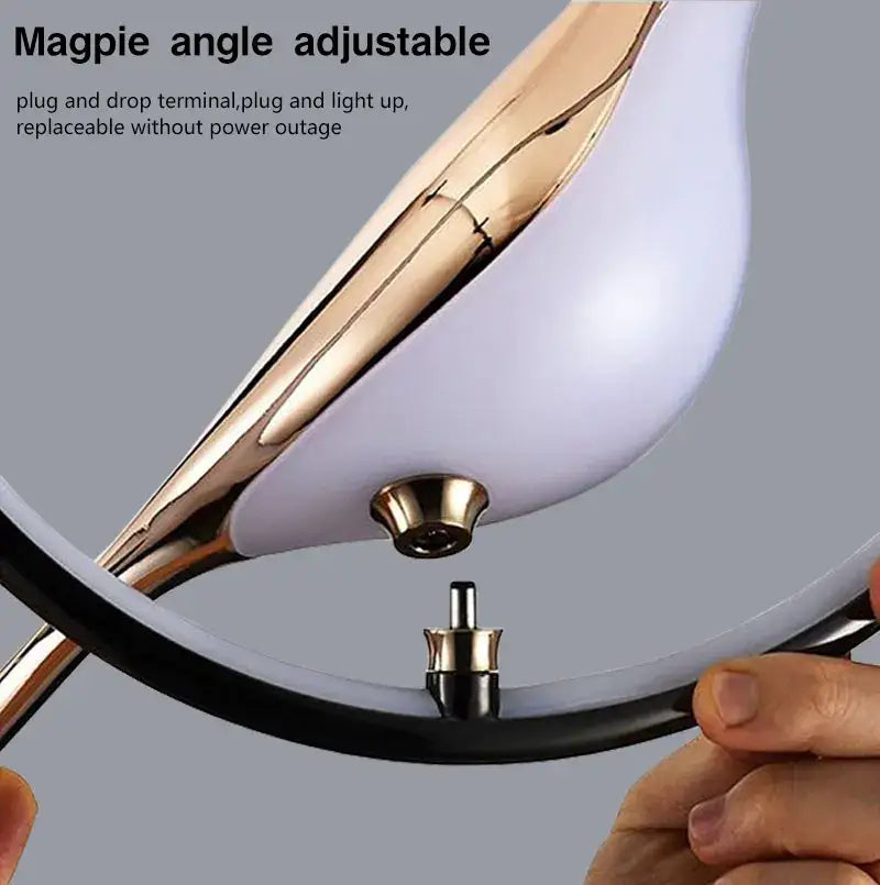 Modern gold magpie bird led pendant light dining room geometric frame