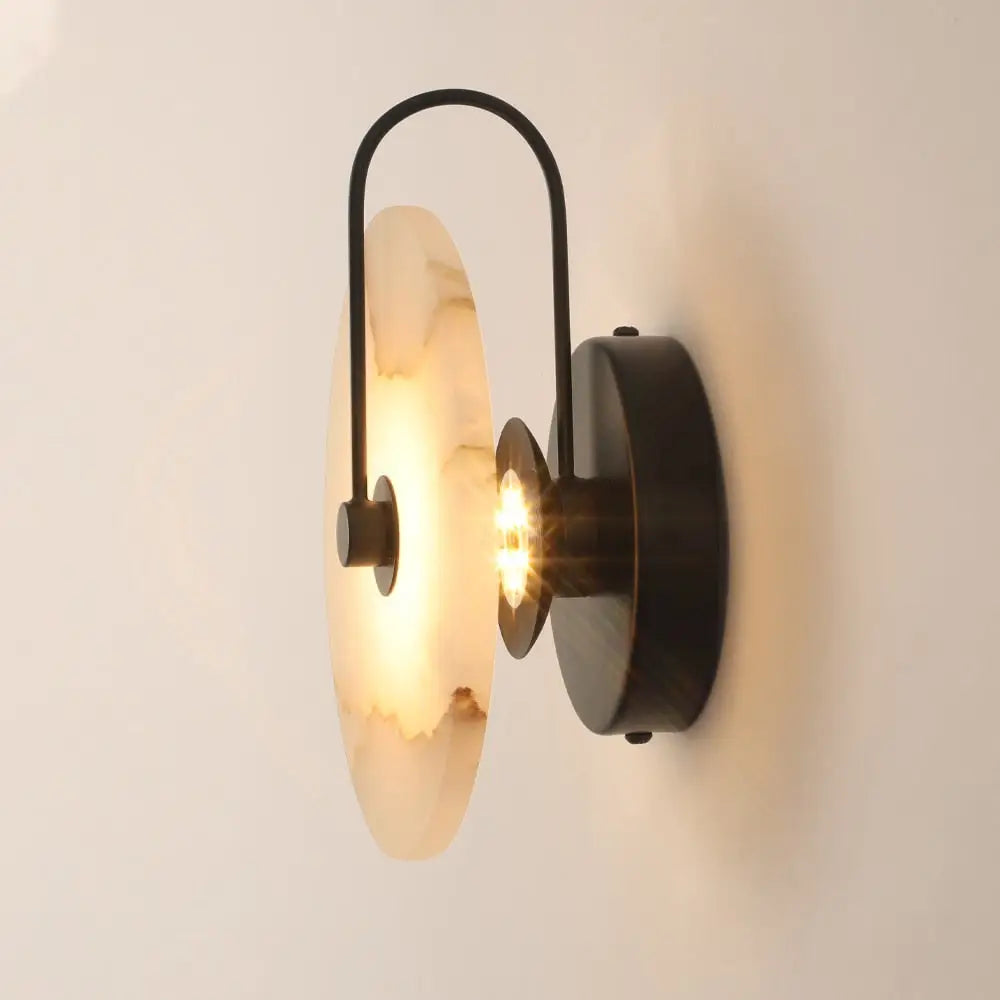 Modern onyx and black metal modern marble wall lamp bedroom sconce
