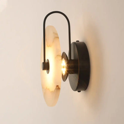 Modern onyx and black metal modern marble wall lamp bedroom sconce
