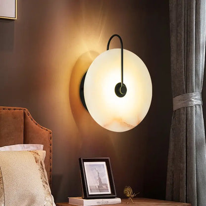 Modern onyx and black metal modern marble wall lamp bedroom sconce