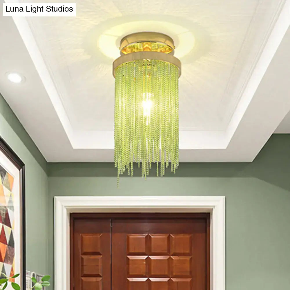 Modern chrome and crystal semi flush mount lamp for living room