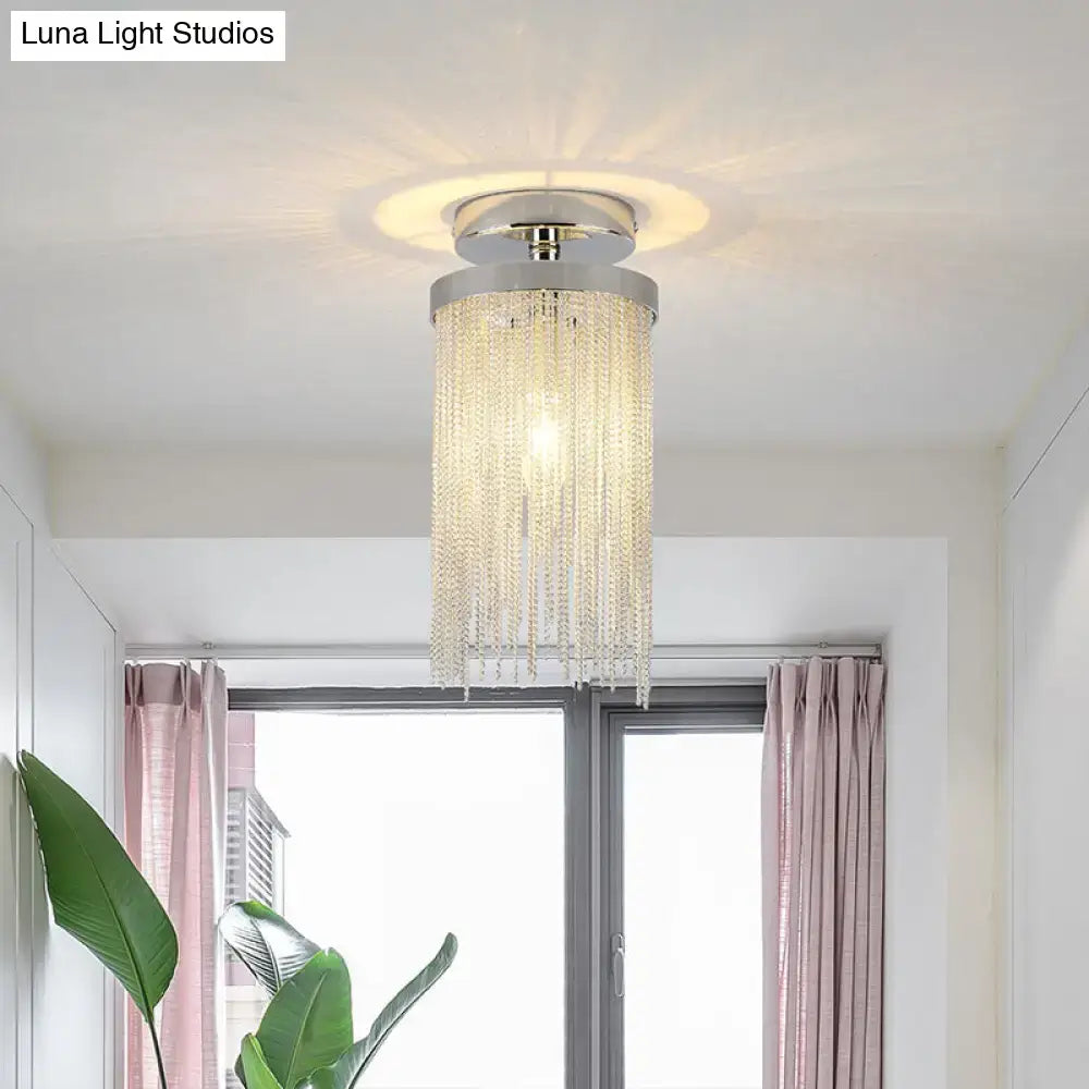 Modern chrome and crystal semi flush mount lamp for living room