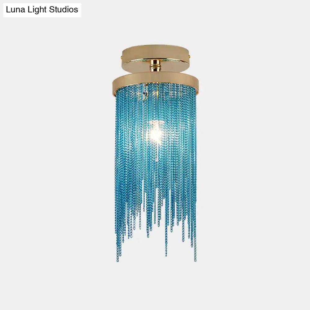Modern chrome and crystal semi flush mount lamp for living room