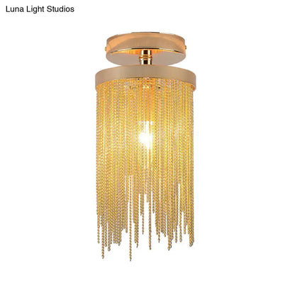 Modern chrome and crystal semi flush mount lamp for living room