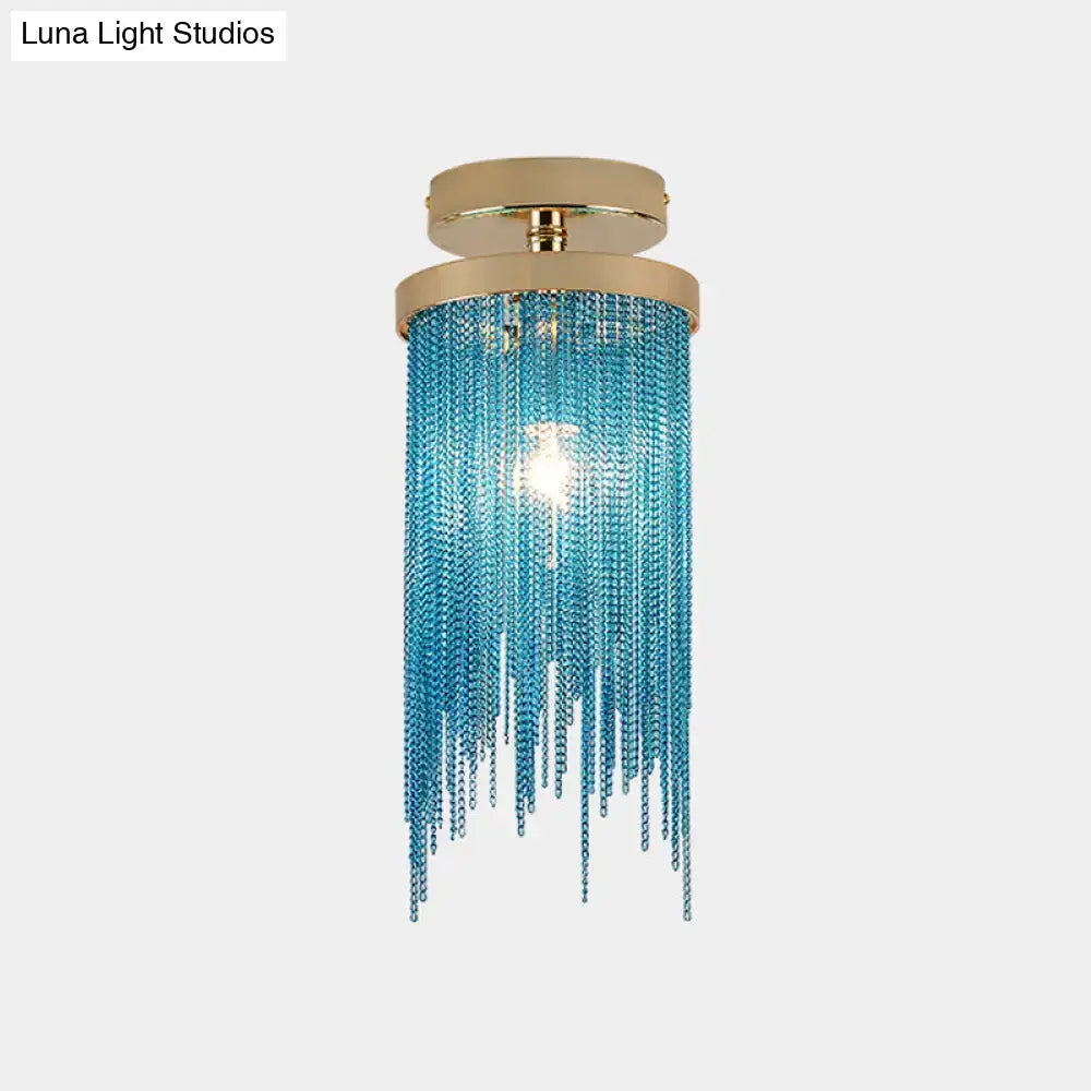Modern chrome and crystal semi flush mount lamp for living room