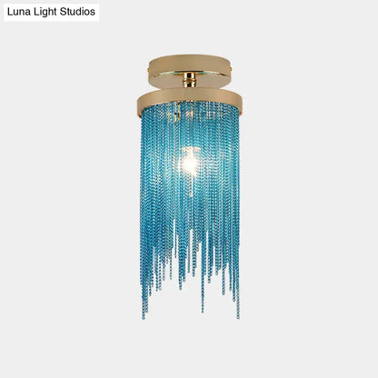 Modern chrome and crystal semi flush mount lamp for living room