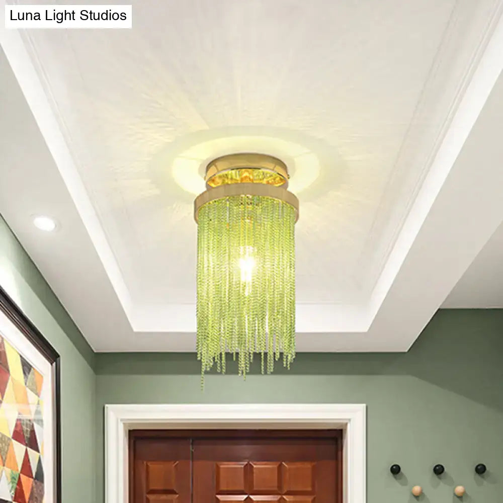 Modern chrome and crystal semi flush mount lamp for living room