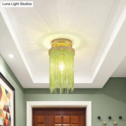 Modern chrome and crystal semi flush mount lamp for living room