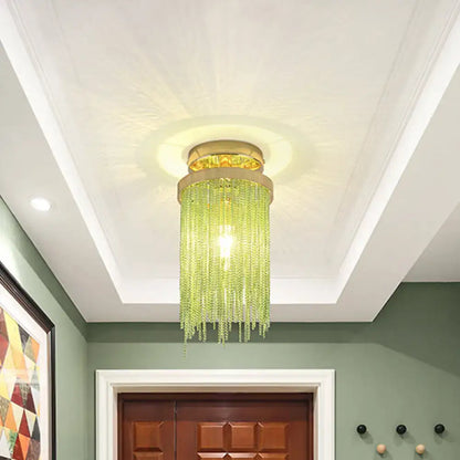 Modern chrome and crystal semi flush mount lamp for living room
