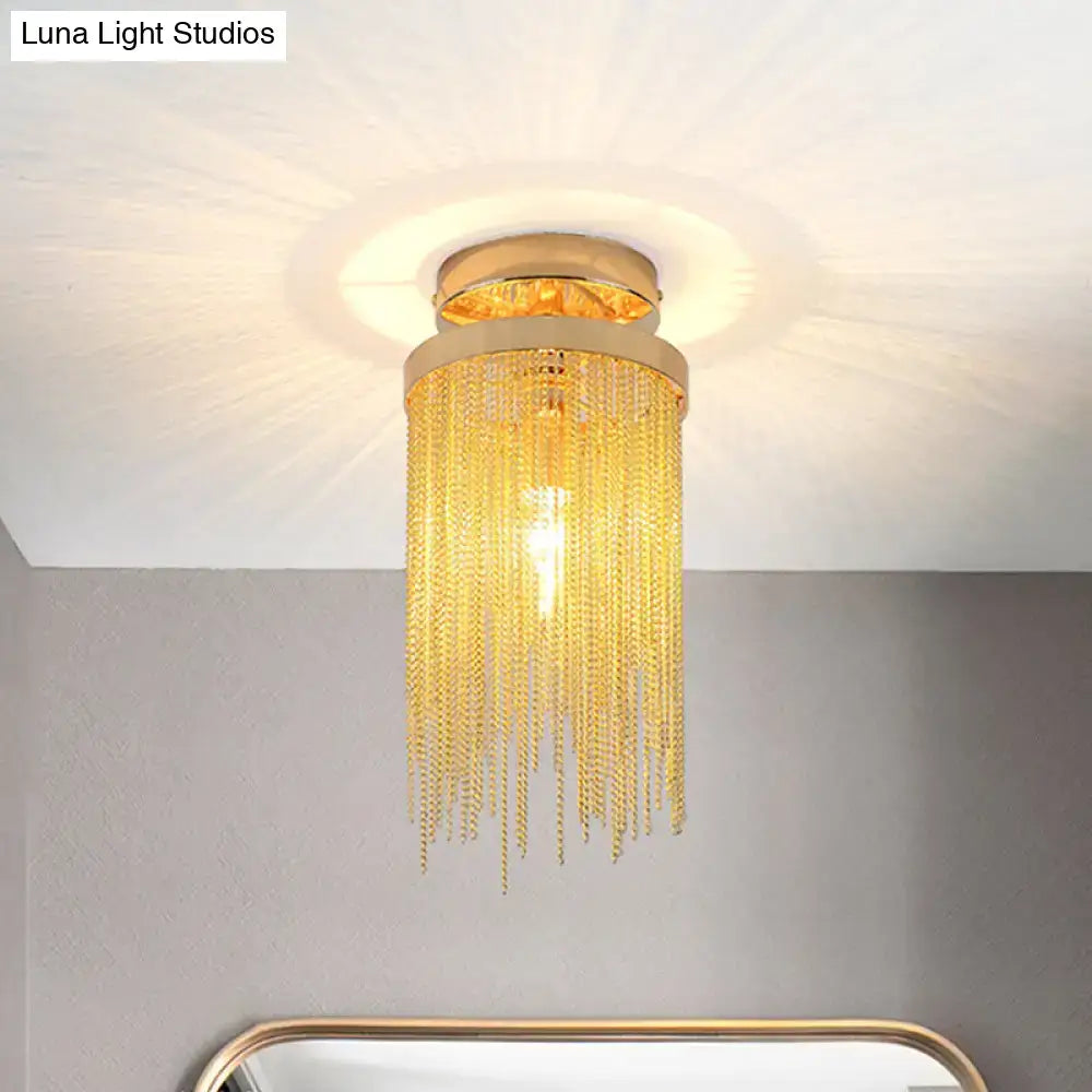 Modern chrome and crystal semi flush mount lamp for living room