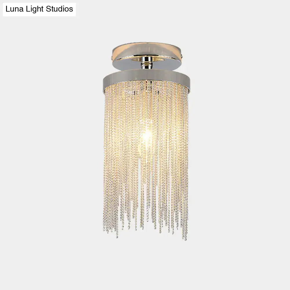 Modern chrome and crystal semi flush mount lamp for living room
