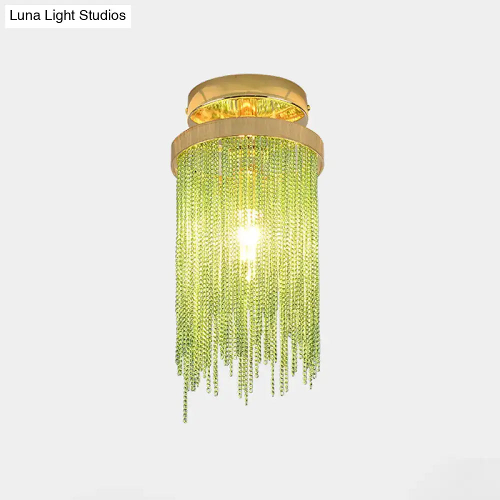 Modern chrome and crystal semi flush mount lamp for living room