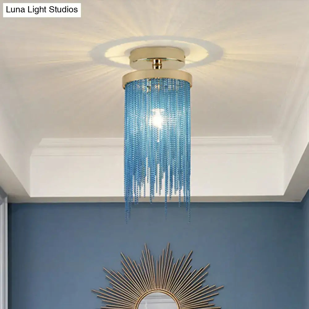 Modern chrome and crystal semi flush mount lamp for living room