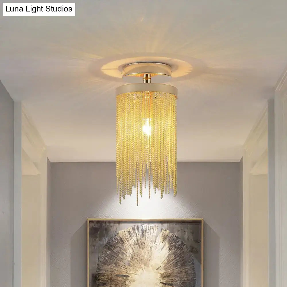Modern chrome and crystal semi flush mount lamp for living room