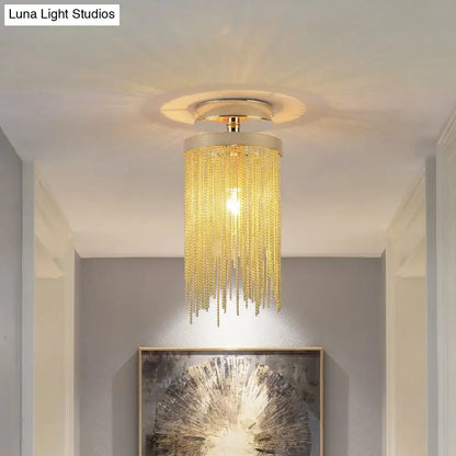 Modern chrome and crystal semi flush mount lamp for living room