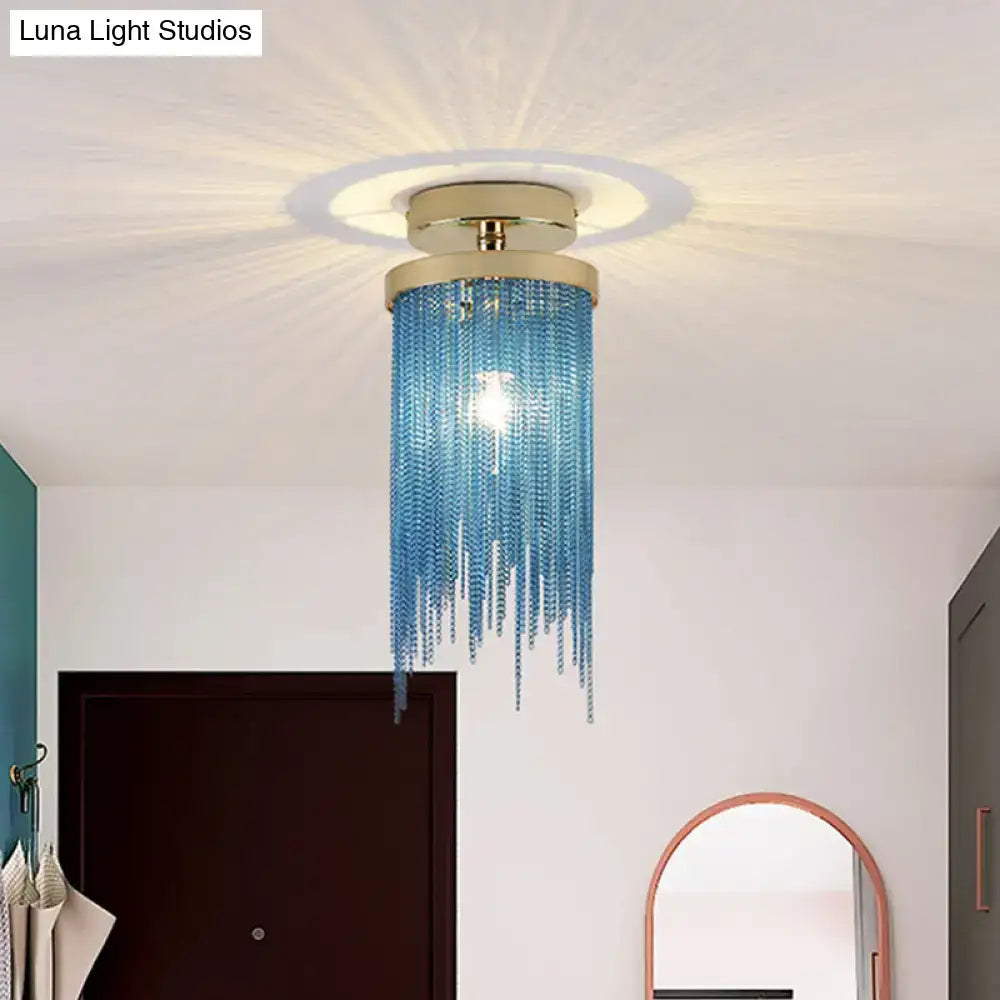 Modern chrome and crystal semi flush mount lamp for living room