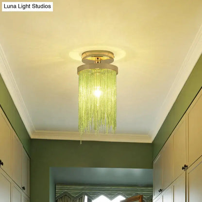 Modern chrome and crystal semi flush mount lamp for living room
