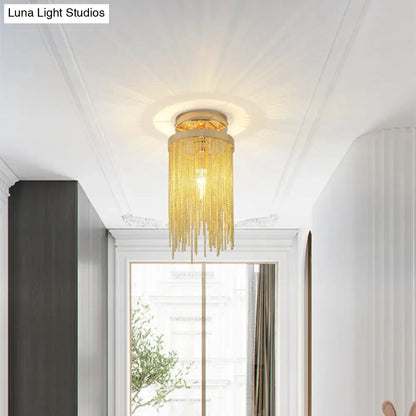 Modern chrome and crystal semi flush mount lamp for living room