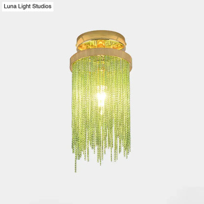 Modern chrome and crystal semi flush mount lamp for living room