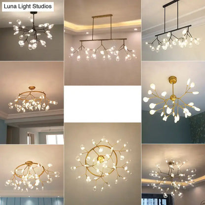 Modern gold branching led dining room chandelier 110v-120v