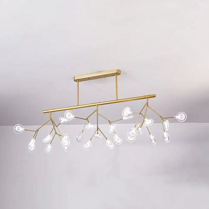 Modern gold metal linear island light dining room branching pendant