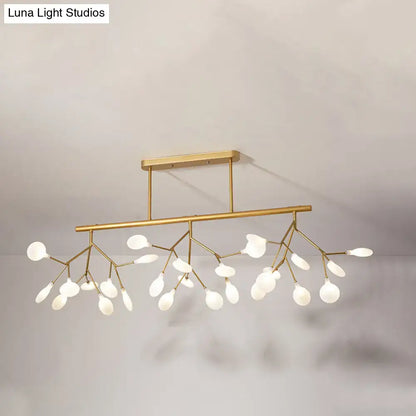 Modern gold metal linear island light dining room branching pendant
