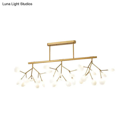 Modern gold metal linear island light dining room branching pendant
