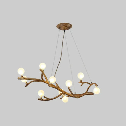 Art deco bronze metal tree branch island light for dining room