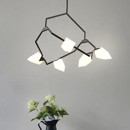 Modern black & gold tree branch ceiling suspension lamp dining room