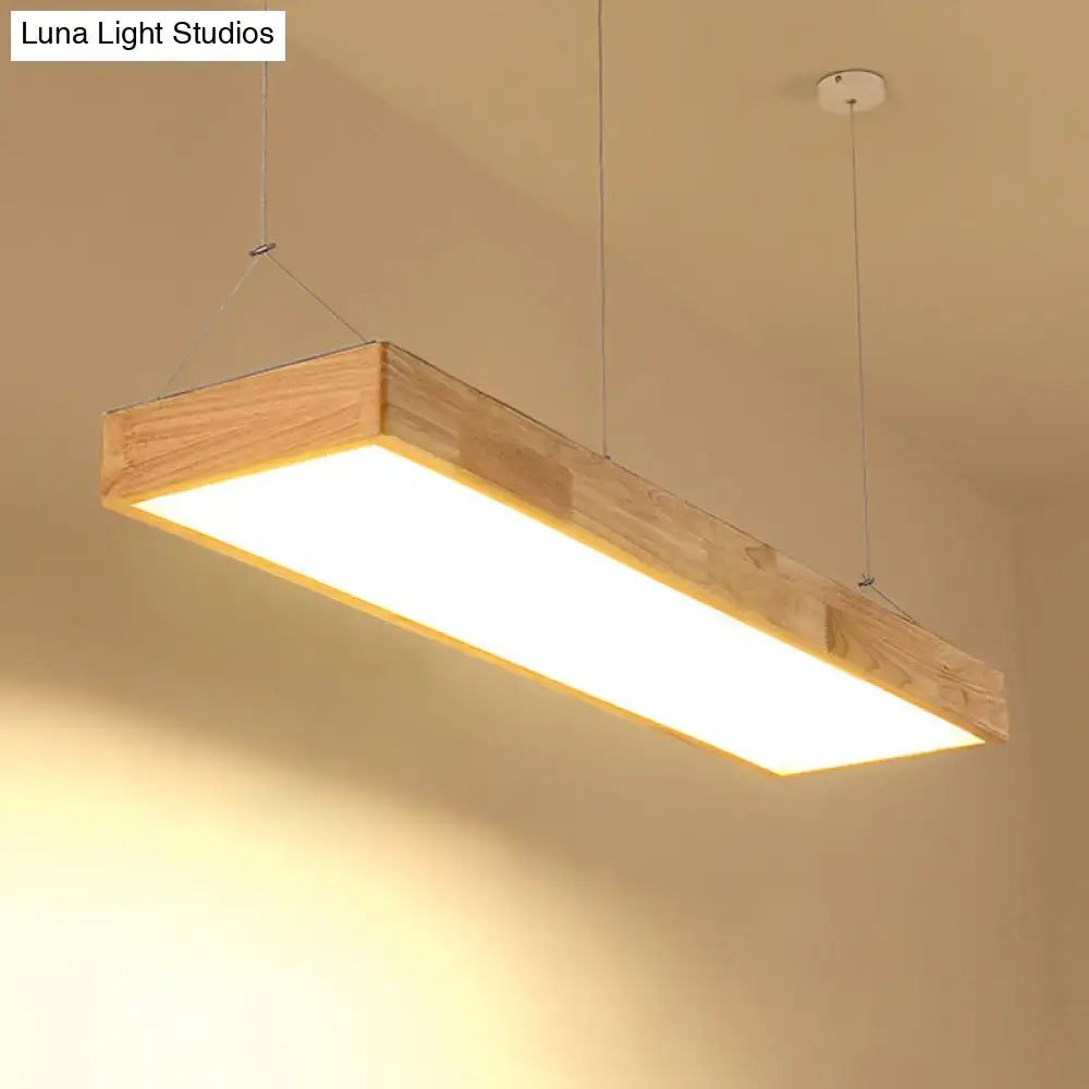 Modern minimalist beige wood led island pendant kitchen light