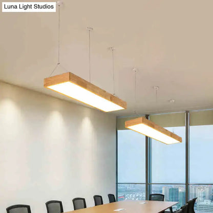 Modern minimalist beige wood led island pendant kitchen light