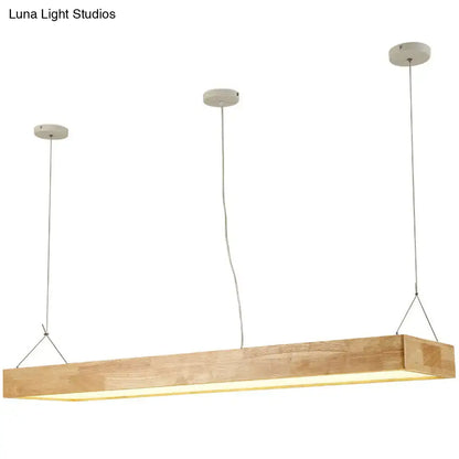 Modern minimalist beige wood led island pendant kitchen light
