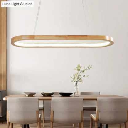 Modern minimalist wooden led oval pendant light dining room