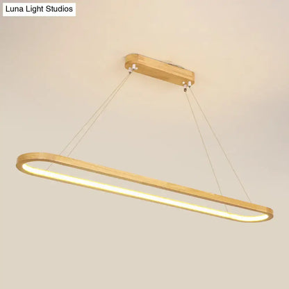 Modern minimalist wooden led oval pendant light dining room