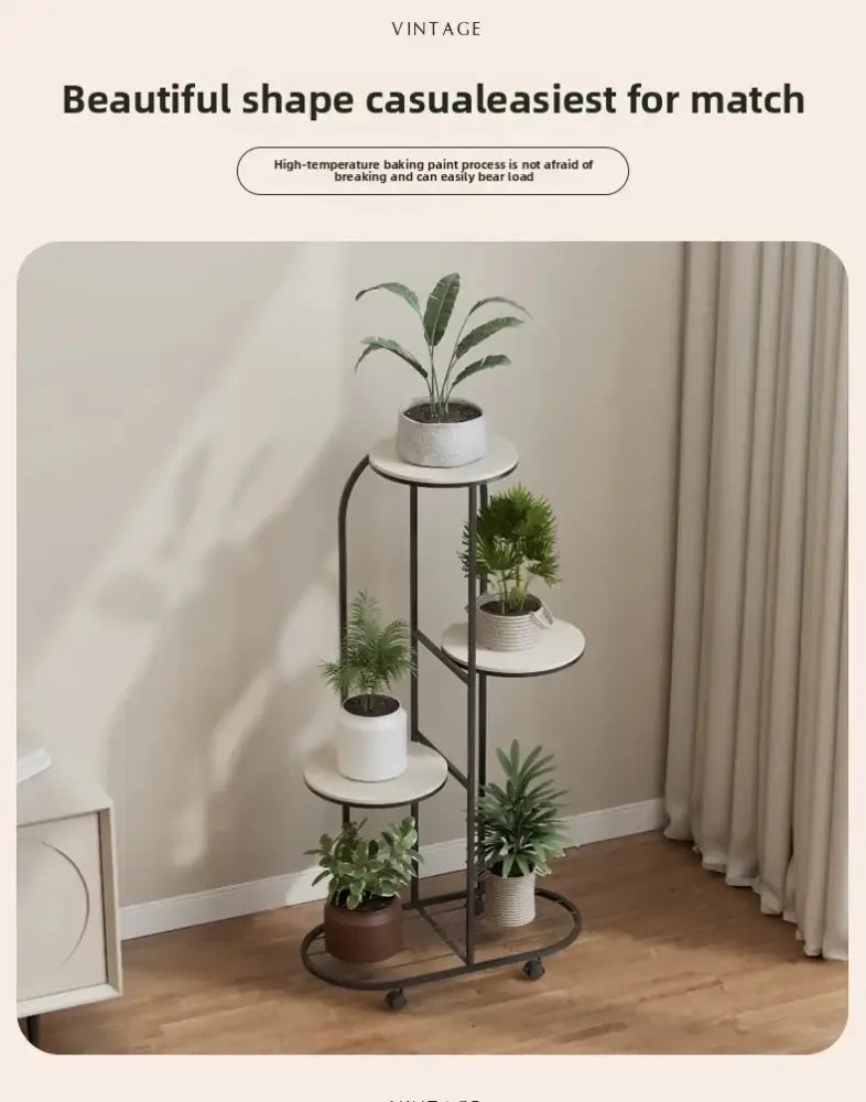 Modern gold 5 tier plant stand with wheels living room flower rack