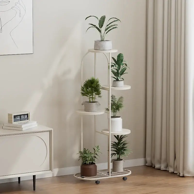 Modern gold 5 tier plant stand with wheels living room flower rack
